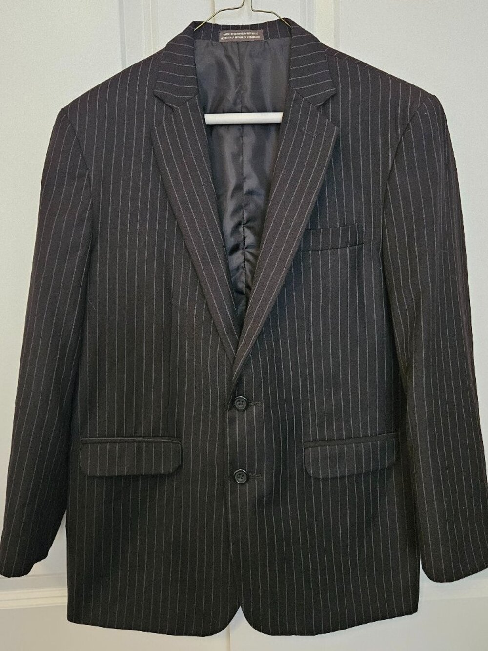 Dockers Boys' Black Pinstripe Blazer Suit Jacket Polyester Size 16 Husky
